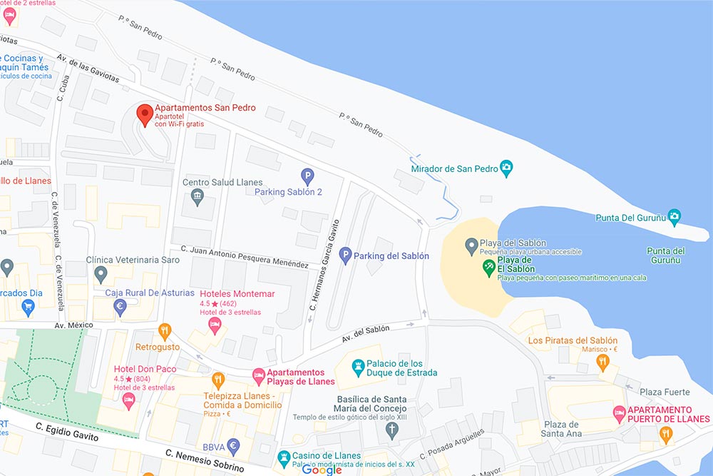 mapa ubicación apartamentos San Pedro Llanes